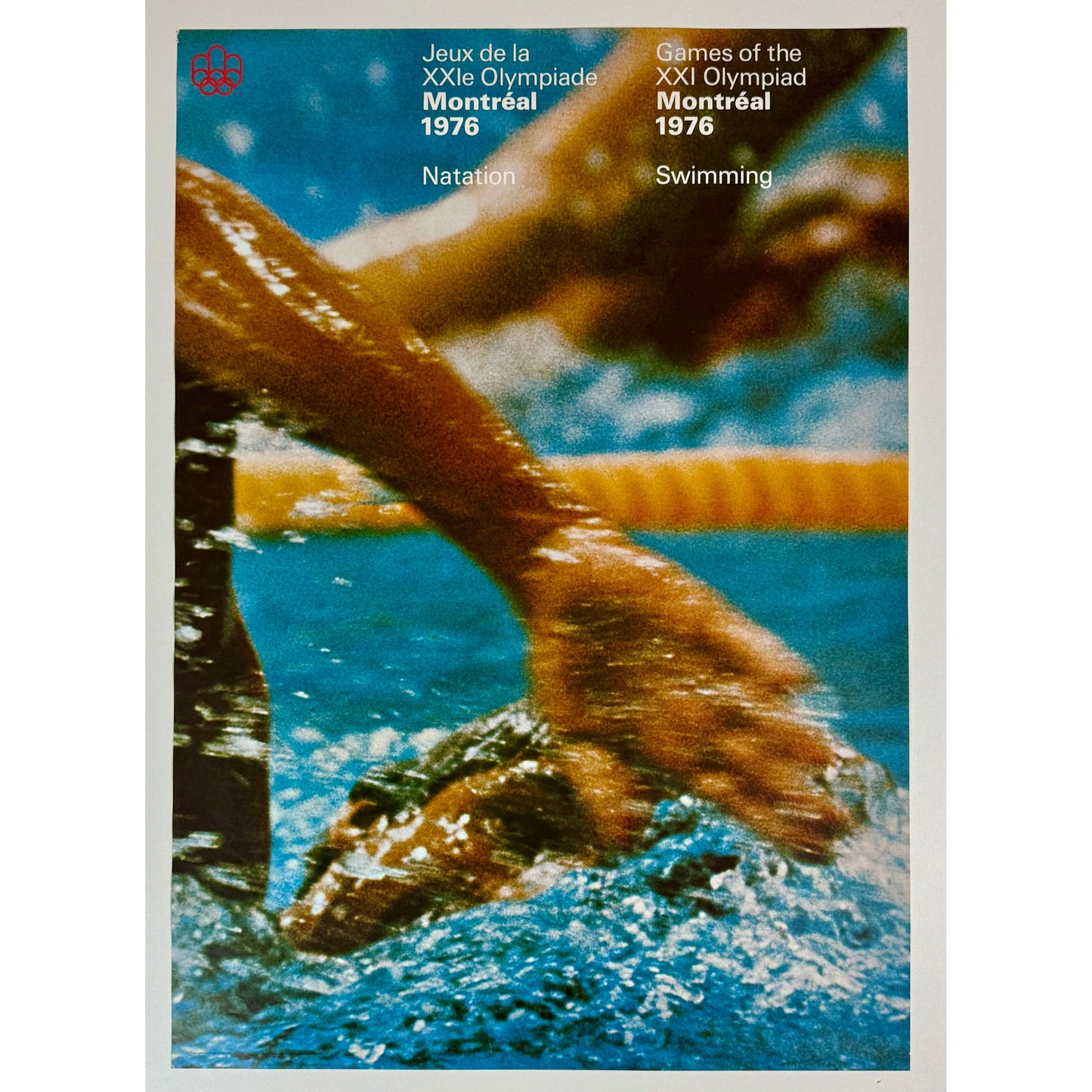 ORIGINAL POSTER - 1972 - GAMES OF THE XXI OLYMPIAD MONTRÉAL 1976 - SWIMMING