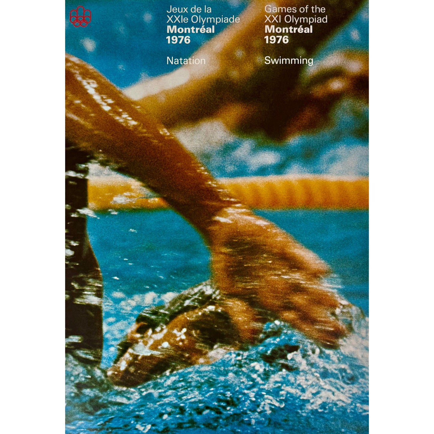 ORIGINAL POSTER - 1972 - GAMES OF THE XXI OLYMPIAD MONTRÉAL 1976 - SWIMMING
