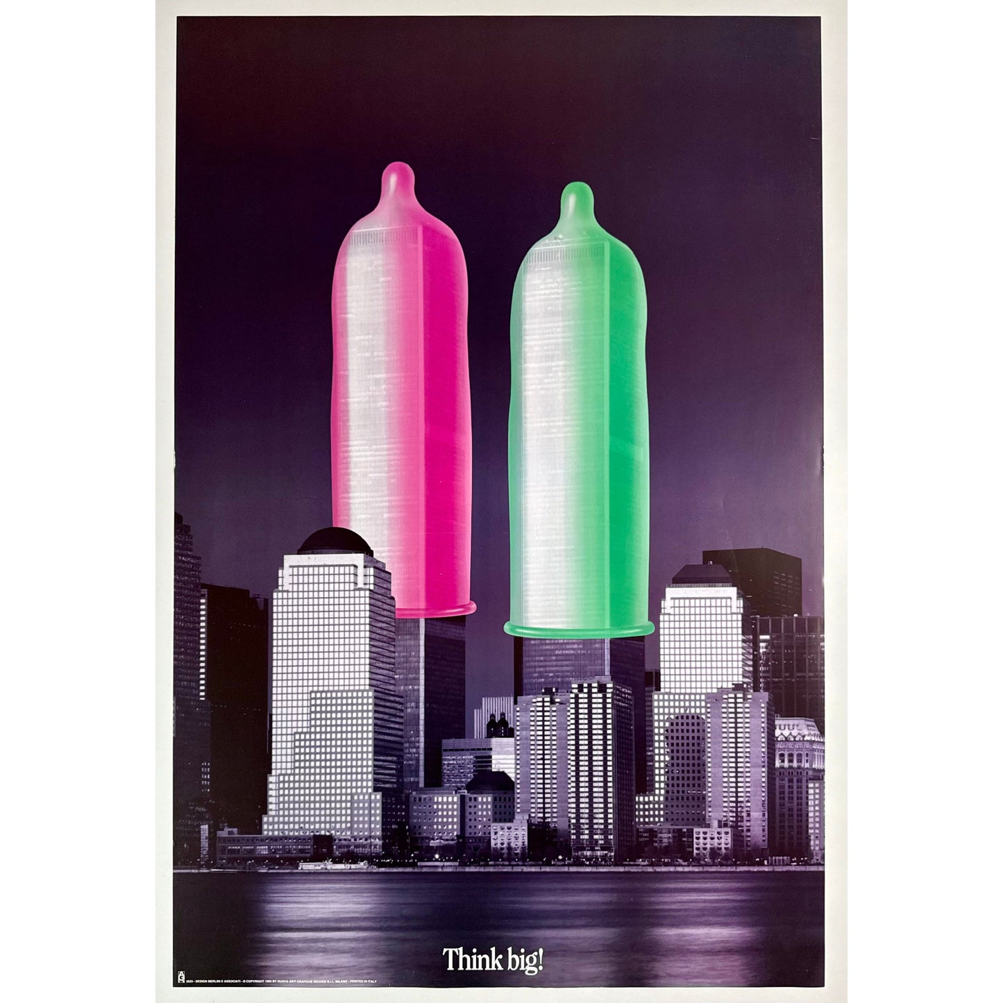 ORIGINAL POSTER - 1995 - THINK BIG! (NEW YORK - TWIN TOWERS)