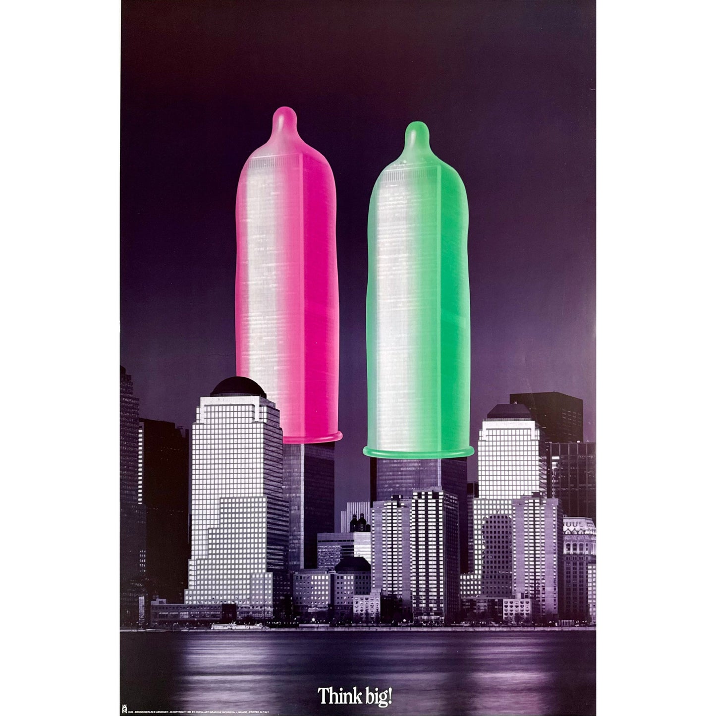 ORIGINAL POSTER - 1995 - THINK BIG! (NEW YORK - TWIN TOWERS)