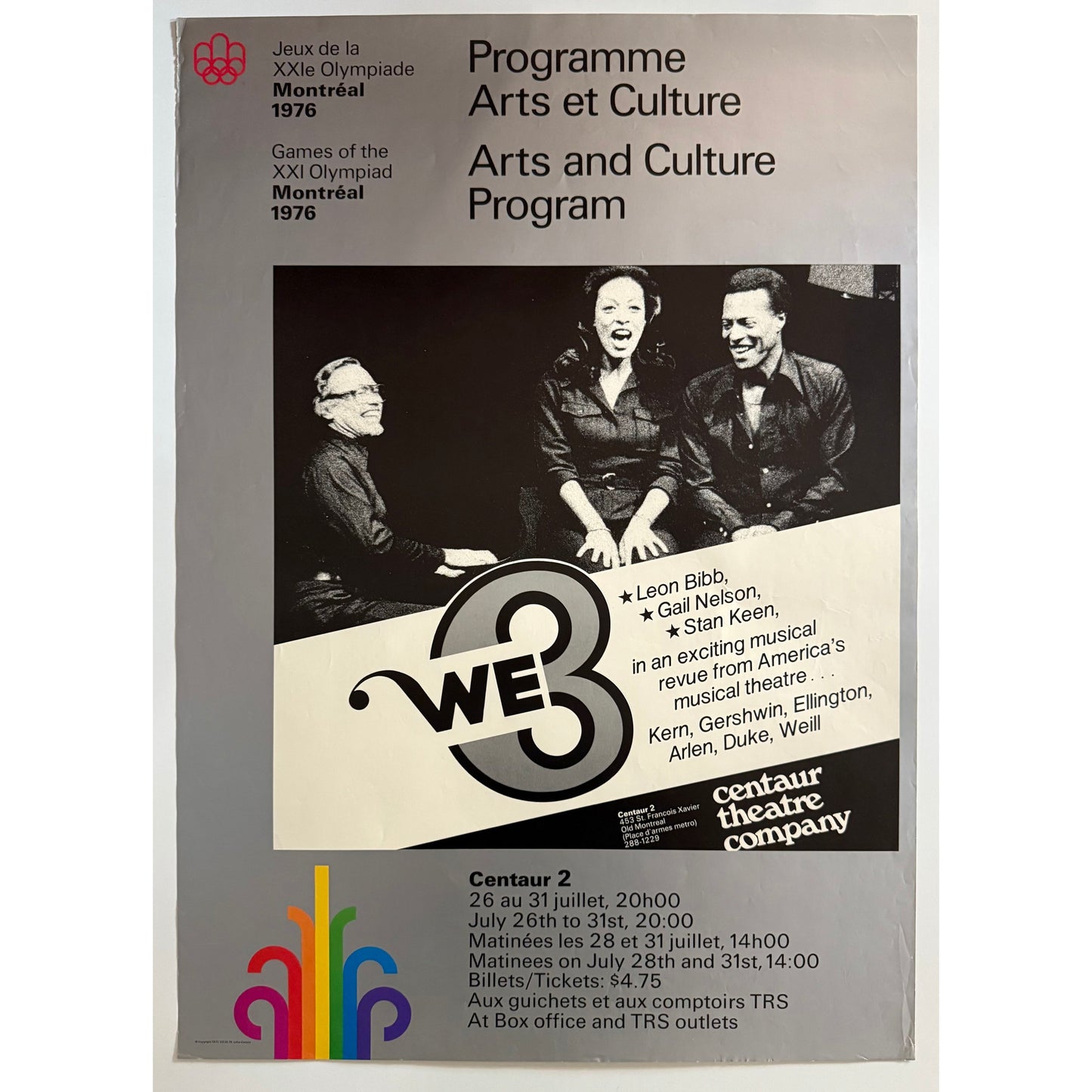 ORIGINAL POSTER - 1972 - ARTS AND CULTURE PROGRAM (WE 3 SHOW - CENTAUR 2)
