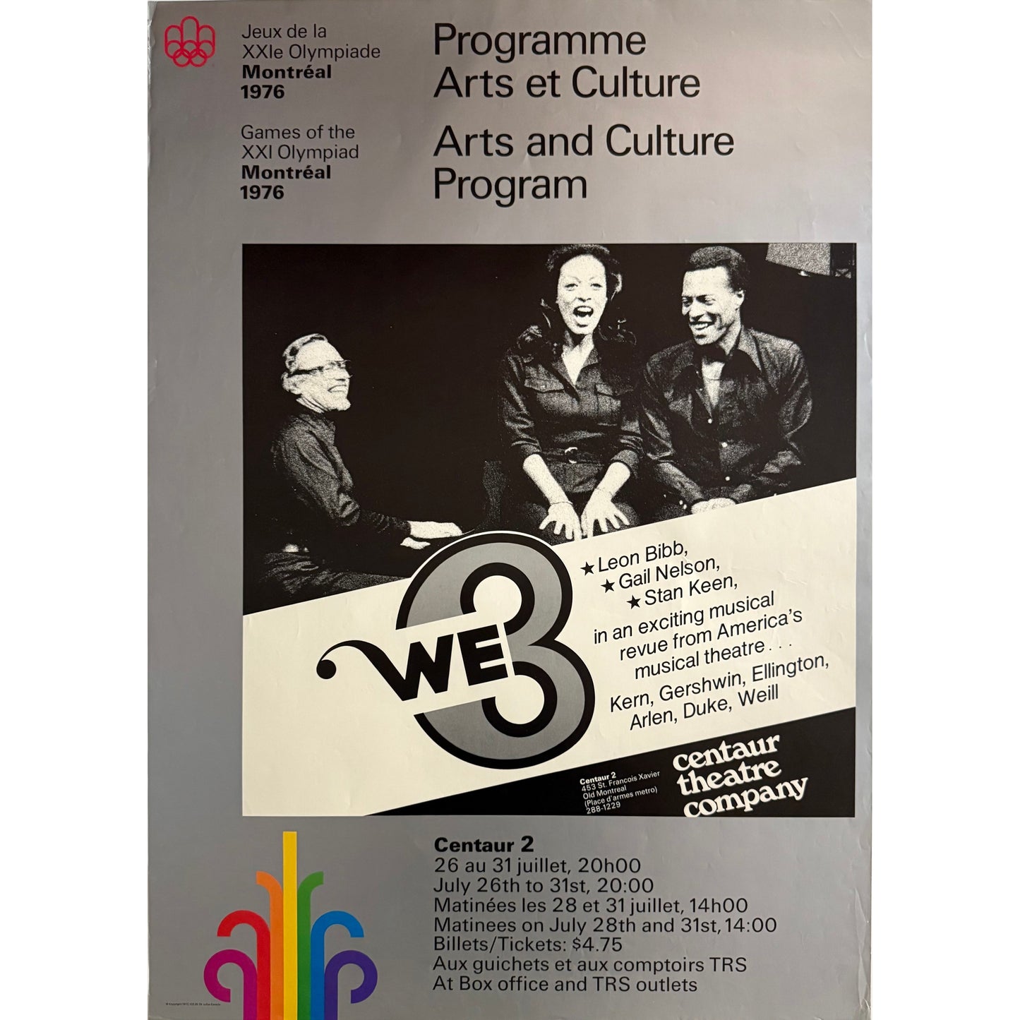 ORIGINAL POSTER - 1972 - ARTS AND CULTURE PROGRAM (WE 3 SHOW - CENTAUR 2)