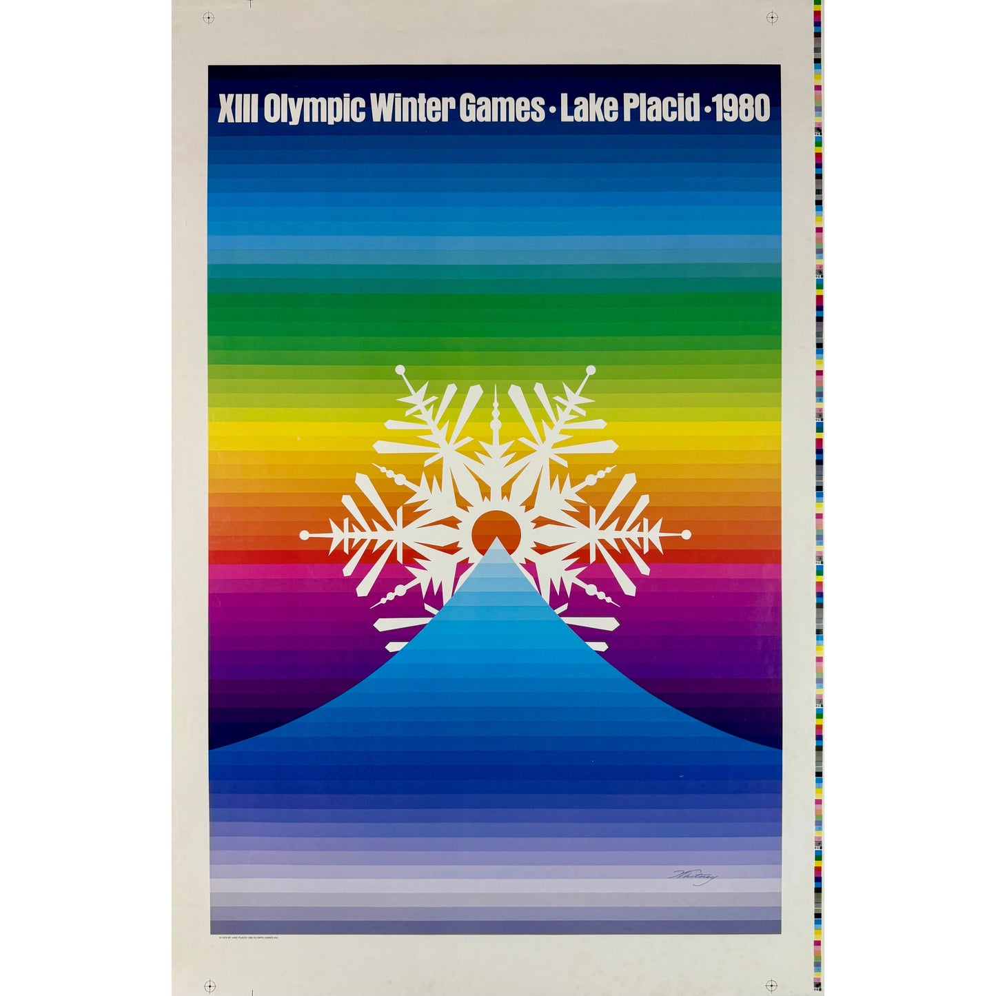 ORIGINAL POSTER - 1979 - LAKE PLACID 1980 XIII OLYMPIC WINTER GAMES (TEST PRINT)