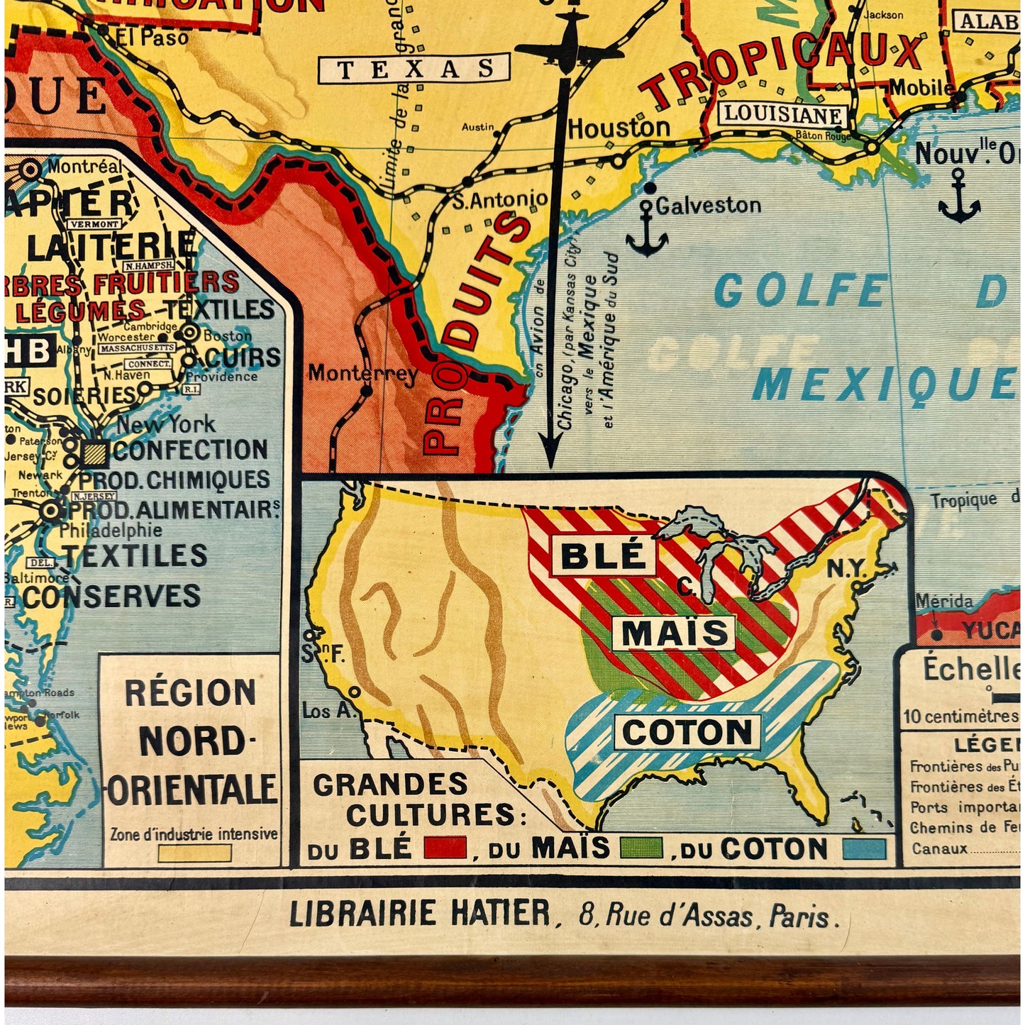 ORIGINAL POSTER - 1930s - SCHOOL MAP / ÉTATS-UNIS - CARTE POLITIQUE No 33 (FRENCH)
