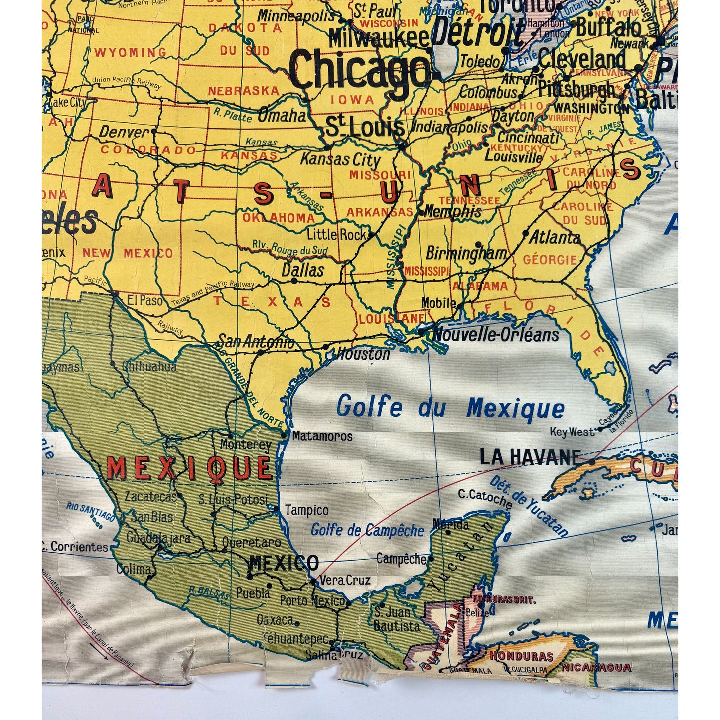 ORIGINAL POSTER - 1920s - SCHOOL MAP / AMÉRIQUE DU NORD - CARTE POLITIQUE No 15 (FRENCH)