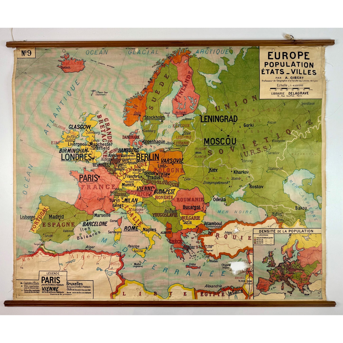 ORIGINAL POSTER - 1920s - SCHOOL MAP / EUROPE - CARTE POLITIQUE No 9 (FRENCH)