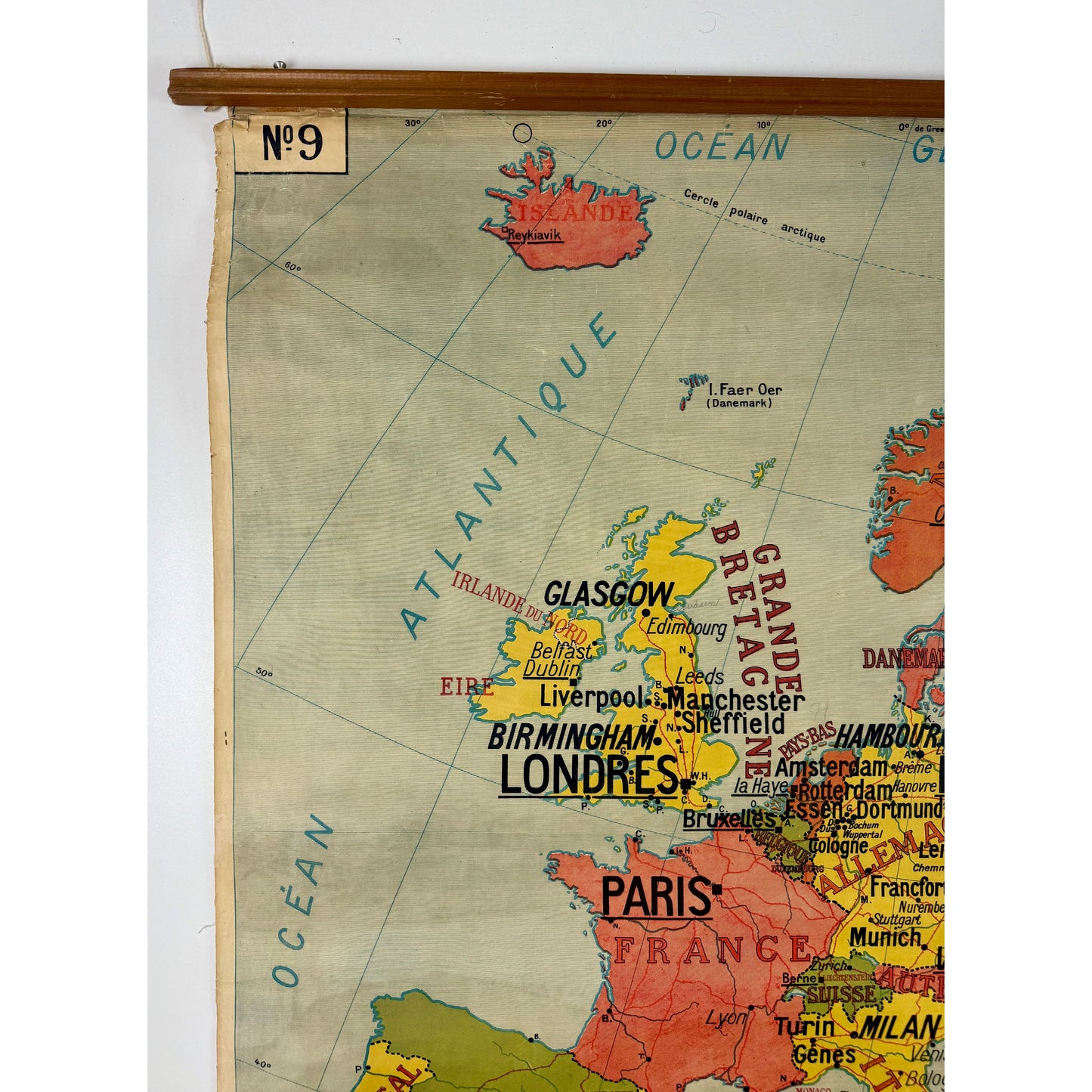 ORIGINAL POSTER - 1920s - SCHOOL MAP / EUROPE - CARTE POLITIQUE No 9 (FRENCH)