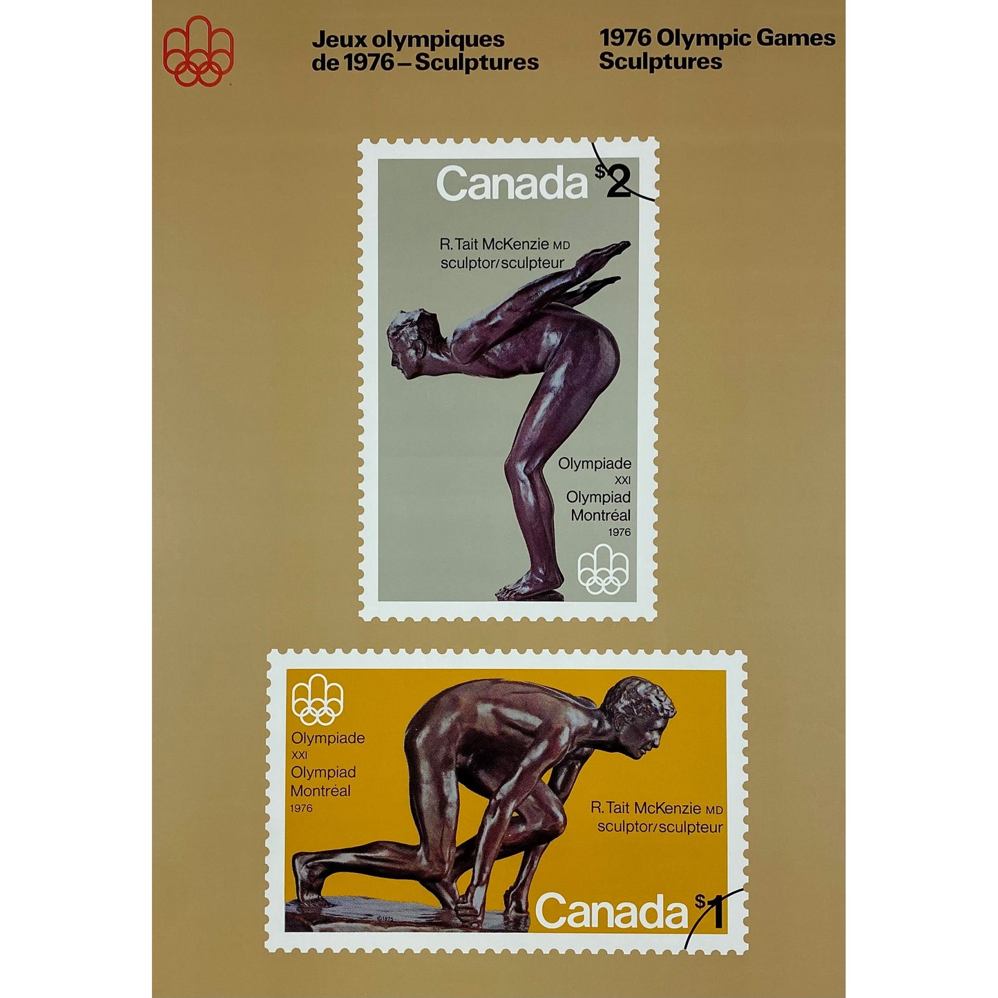 ORIGINAL POSTER - 1972 - CANADA POST / 76 OLYMPICS GAMES (GOLD)