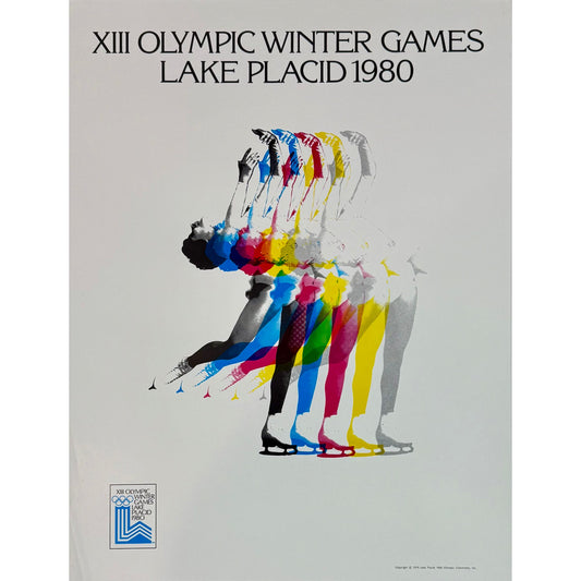 ORIGINAL POSTER - 1979 - OLYMPIC LAKE PLACID 1980 FIGURE SKATING