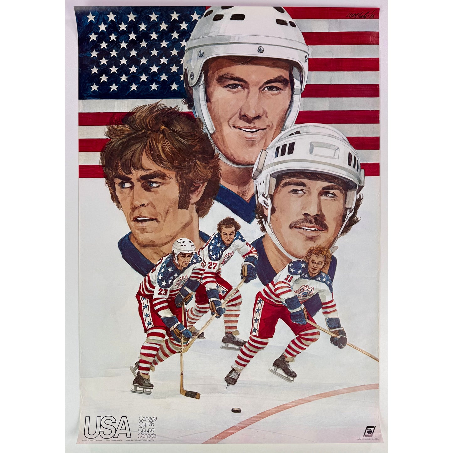 ORIGINAL POSTER - 1976 - USA / CANADA CUP HOCKEY 76