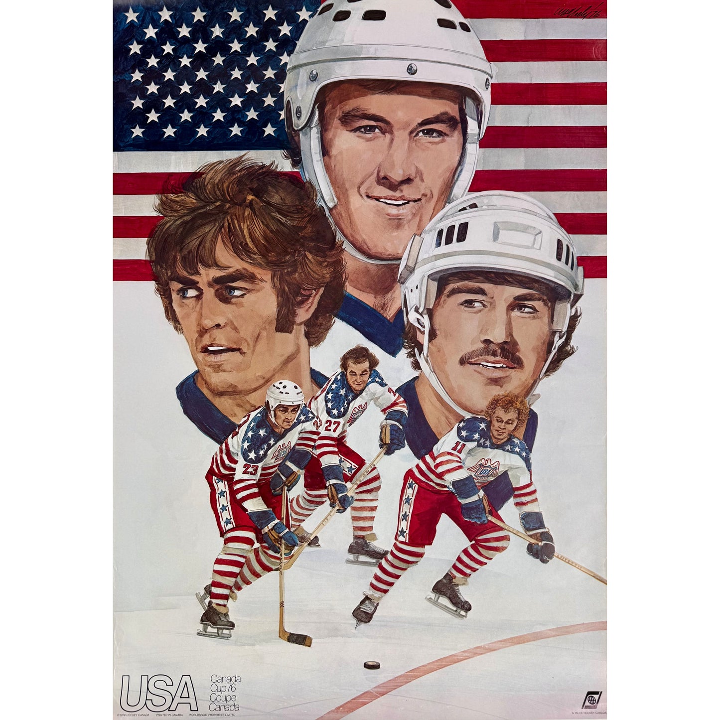 ORIGINAL POSTER - 1976 - USA / CANADA CUP HOCKEY 76