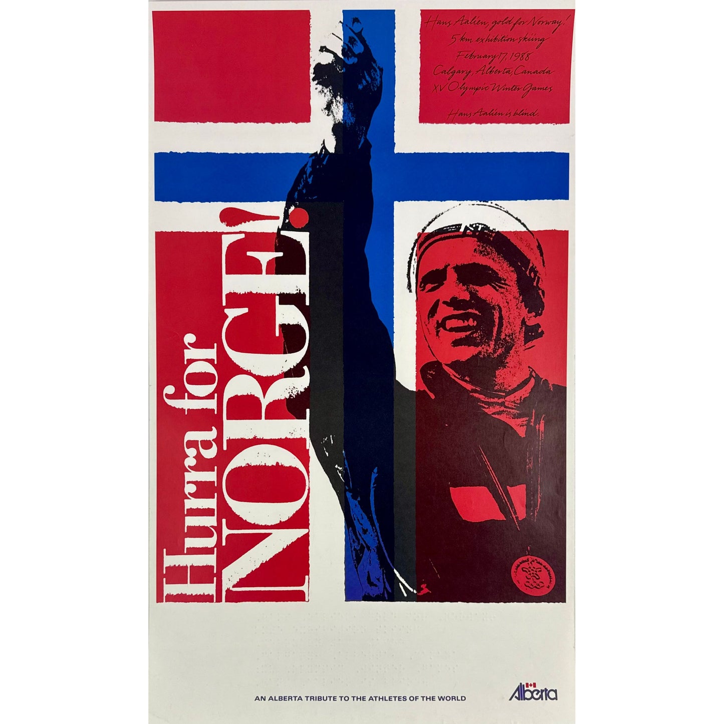 ORIGINAL POSTER - 1988 - CALGARY WINTER OLYMPIC - NORWAY (HANS AALIEN)