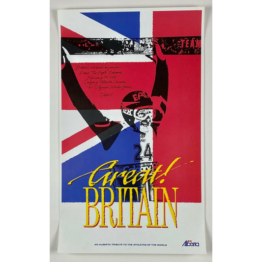 ORIGINAL POSTER - 1988 - CALGARY WINTER OLYMPIC GREAT BRITAIN SKIING (EDWARDS)