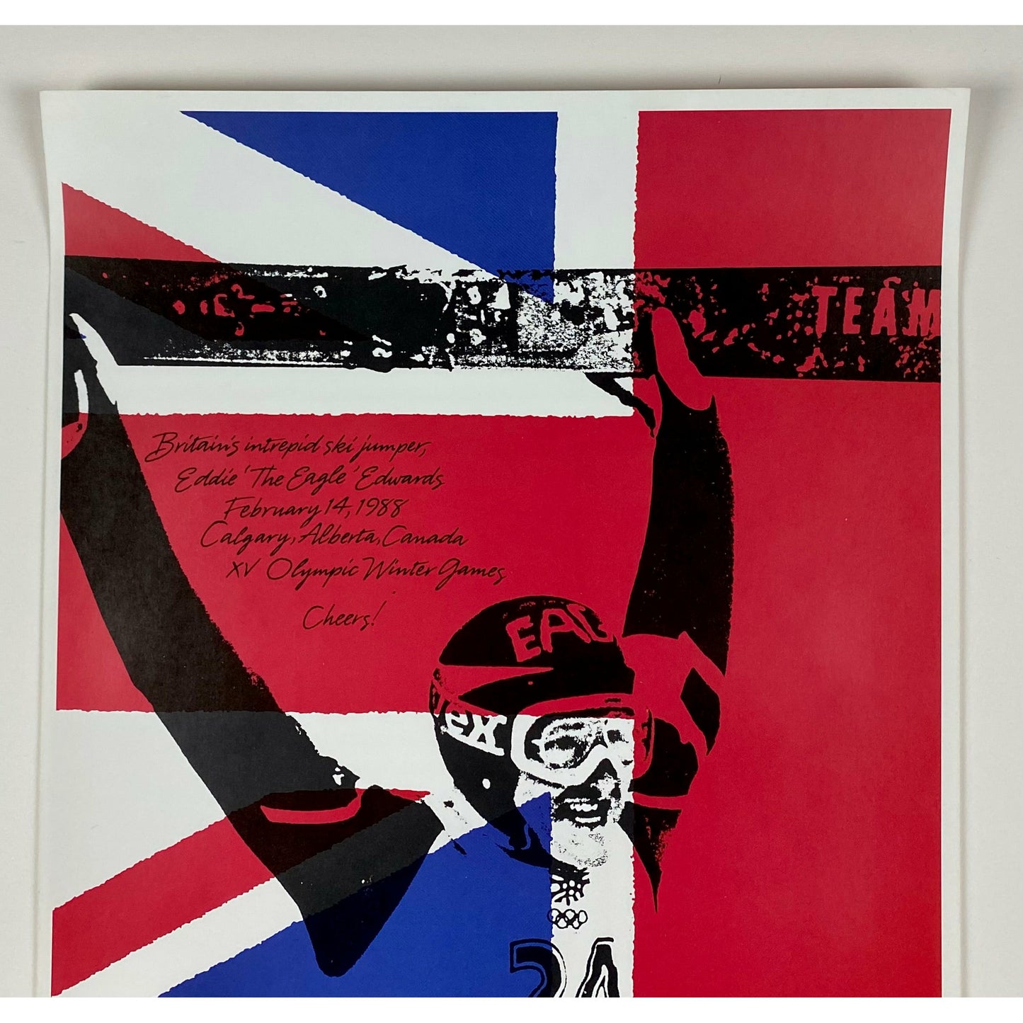 ORIGINAL POSTER - 1988 - CALGARY WINTER OLYMPIC GREAT BRITAIN SKIING (EDWARDS)