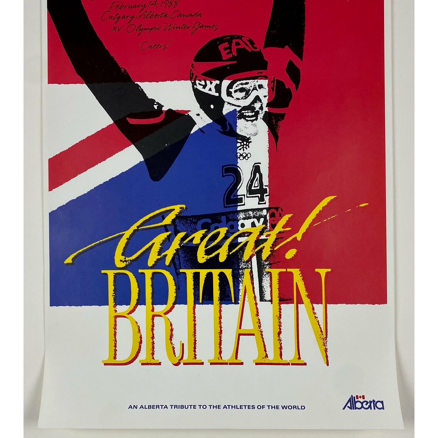 ORIGINAL POSTER - 1988 - CALGARY WINTER OLYMPIC GREAT BRITAIN SKIING (EDWARDS)