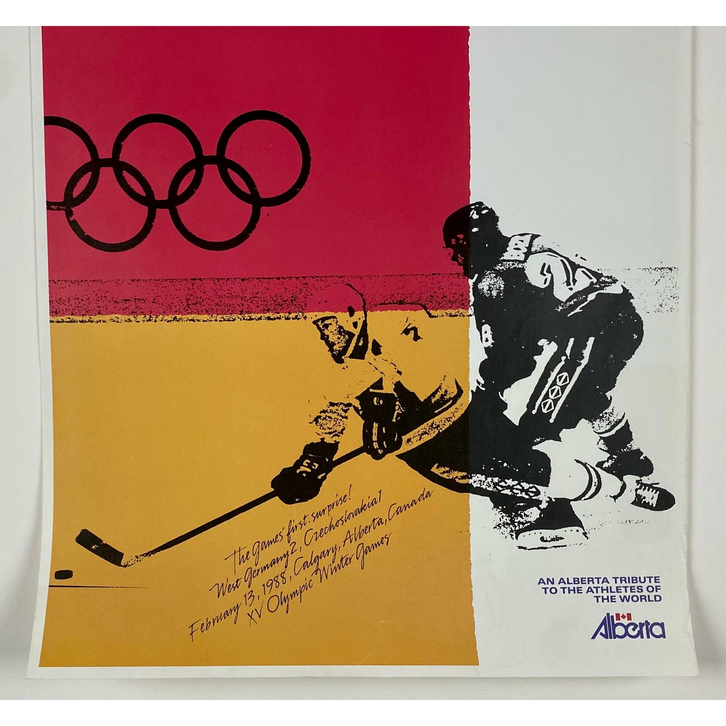 ORIGINAL POSTER - 1988 - CALGARY WINTER OLYMPIC GERMANY HOCKEY