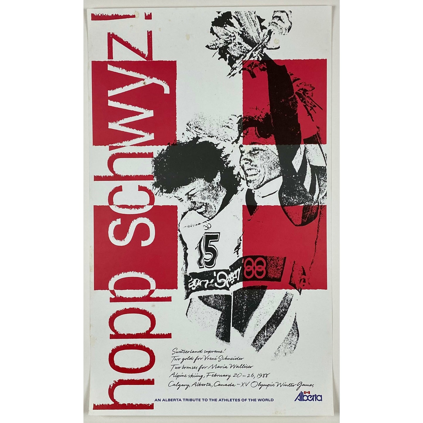 ORIGINAL POSTER - 1988 - CALGARY WINTER OLYMPIC SWITZERLAND (SKIING)