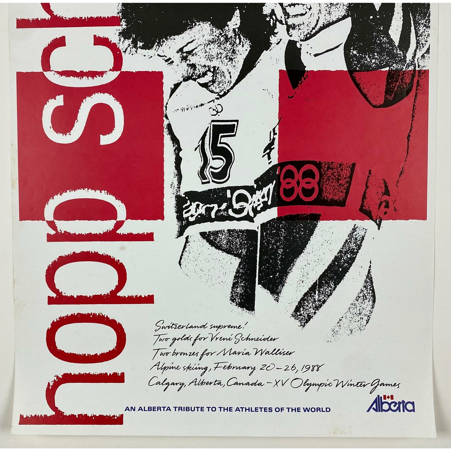 ORIGINAL POSTER - 1988 - CALGARY WINTER OLYMPIC SWITZERLAND (SKIING)