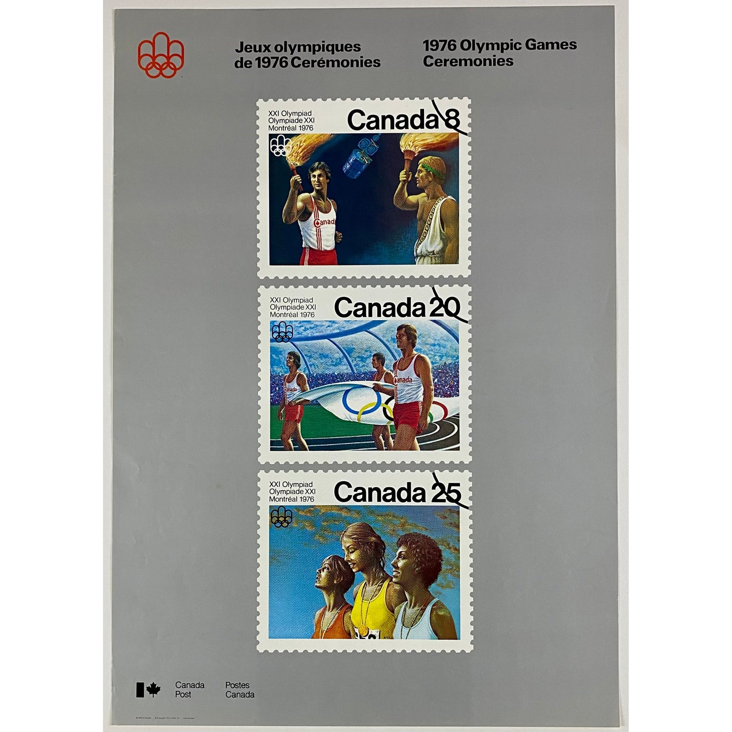 ORIGINAL POSTER - 1972 - CANADA POST / 76 OLYMPICS GAMES (SILVER)