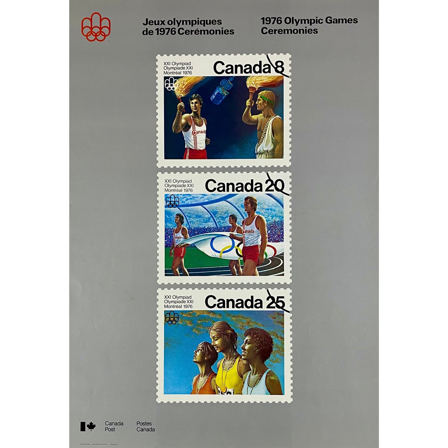 ORIGINAL POSTER - 1972 - CANADA POST / 76 OLYMPICS GAMES (SILVER)