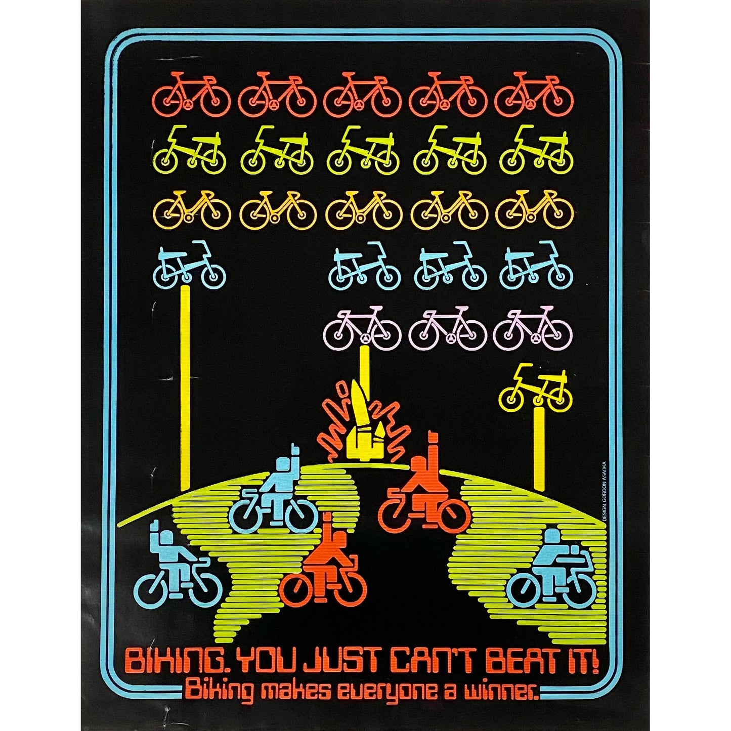 ORIGINAL POSTER - 1990 - BIKING MAKES EVERYONE A WINNER (BIKE INVADERS)