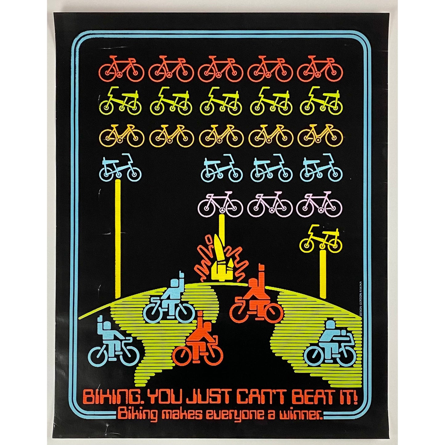 ORIGINAL POSTER - 1990 - BIKING MAKES EVERYONE A WINNER (BIKE INVADERS)