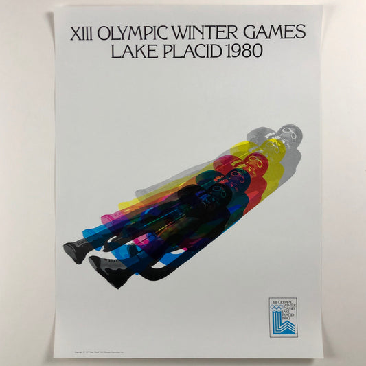 ORIGINAL POSTER - 1979 - OLYMPIC LAKE PLACID 1980 LUGE